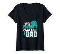 Mujer Mi Jugador Favorito de Voleibol me Llama papá Camiseta Cuello V
