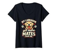 Mujer Mi Labrador Tiene más compañeros Que yo, Divertido Labrador Camiseta Cuello V