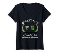 Mujer Mi lista de deseos club social jugador de golf y cubo de cerveza humor Camiseta Cuello V