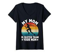 Mujer Mi mamá es más rápida Que tu mamá Camiseta Cuello V