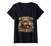 Mujer Mi Mar Favorito es El Puss-mar Camiseta Cuello V
