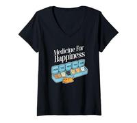 Mujer Mi Medicina para la Felicidad Llamados Gatos Todos los días, Kitte,n Cat Camiseta Cuello V