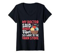 Mujer Mi médico dijo que necesito más tienda de hilos de fibra Camiseta Cuello V
