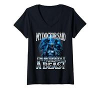 Mujer Mi médico Dijo Que Soy mórbidamente una Bestia Gracioso Alfa Lobo Meme Camiseta Cuello V