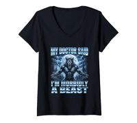 Mujer Mi médico Dijo Que Soy mórbidamente una Bestia Gracioso Alfa Lobo Meme Camiseta Cuello V