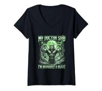 Mujer Mi médico Dijo Que Soy mórbidamente una Bestia Gracioso Alfa Lobo Meme Camiseta Cuello V