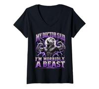 Mujer Mi médico Dijo Que Soy mórbidamente una Bestia Meme de Hombre Lobo Divertido Camiseta Cuello V