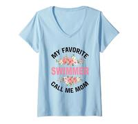 Mujer Mi Nadador Favorito Llámame Mamá Nadando Mamá Camiseta Cuello V
