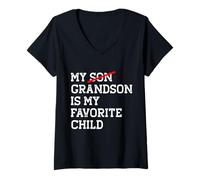 Mujer Mi nieto es mi hijo favorito divertido reemplazado hijo abuelo Camiseta Cuello V