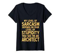 Mujer Mi Nivel de Sarcasmo depende de Retro Funny Architect Present Camiseta Cuello V