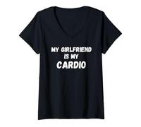 Mujer Mi Novia es mi Cardio - Funny Fitness Relationship GF Camiseta Cuello V