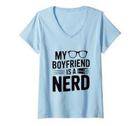Mujer Mi Novio es un Nerd para Parejas G amiseta Cuello V