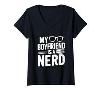 Mujer Mi Novio es un Nerd para Parejas G amiseta Cuello V
