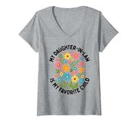Mujer Mi nuera es mi Hija Favorita, mamá, Floral Camiseta Cuello V