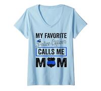Mujer Mi Oficial de policía Favorito me Llama mamá Divertido Camiseta Cuello V