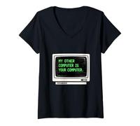 Mujer Mi Otra computadora es tu PC Funny Sarcastic Hackers Camiseta Cuello V
