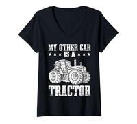 Mujer Mi Otro Coche es un Tractor Granja Divertida Camiseta Cuello V