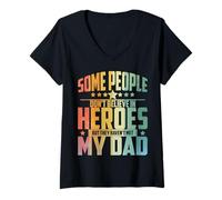 Mujer Mi Papá es un Héroe - Día del Padre Camiseta Cuello V