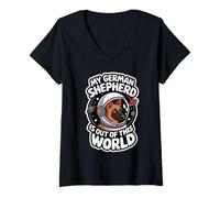 Mujer Mi Pastor Alemán está fuera de este Mundo Niños Pastor Alemán Camiseta Cuello V