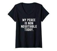 Mujer mi Paz no es negociable Hoy Bold Mindful Reminder Camiseta Cuello V