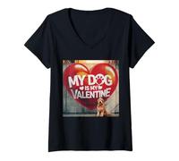 Mujer Mi Perro es mi Grafiti de Golden Doodle Street de San Valentín Camiseta Cuello V