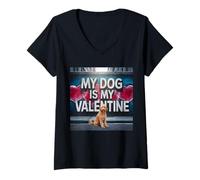 Mujer Mi Perro es mi Grafiti de Golden Doodle Street de San Valentín Camiseta Cuello V
