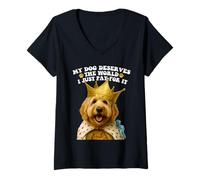 Mujer Mi perro merece el mundo Goldendoodle Puppy Lover Pup Camiseta Cuello V