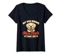 Mujer Mi Perro Sabe más Gente Que yo, Divertido Labrador Camiseta Cuello V