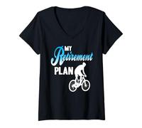 Mujer Mi Plan De Jubilación Bicicleta Humor Vida Activa Camiseta Cuello V
