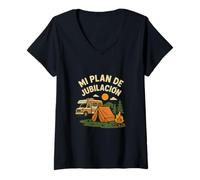 Mujer Mi Plan de Jubilación Camping Motiv Camiseta Cuello V