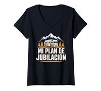 Mujer Mi Plan de Jubilación Camping - para Campistas Autocaravana Camiseta Cuello V