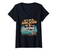 Mujer Mi Plan de Jubilación Camping - para Campistas Autocaravana Camiseta Cuello V