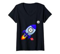 Mujer Mi plan de jubilación es Ripple, Retro Hodl XRP Token Coin Camiseta Cuello V