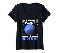Mujer Mi Planeta Favorito es Neptuno - Amante del Espacio del Planeta Neptuno Camiseta Cuello V