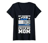 Mujer Mi policía Favorito me Llama mamá de la policía Camiseta Cuello V