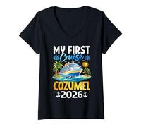 Mujer Mi Primer Crucero Cozumel 2026 Vacaciones en Crucero en México Camiseta Cuello V