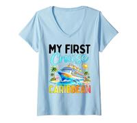 Mujer Mi Primer Crucero por el Caribe Camiseta Cuello V