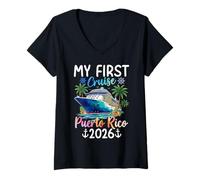 Mujer Mi Primer Crucero Puerto Rico 2026 Camiseta Cuello V