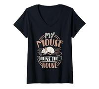 Mujer Mi ratón Corre la casa Camiseta Cuello V