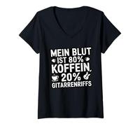 Mujer Mi sangre es 80% cafeína, 20% arrecifes de guitarra | Heavy Metal Camiseta Cuello V
