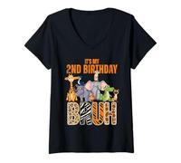 Mujer Mi Segundo cumpleaños Bruh, Zookeeper Animal Zoo Squad, de 2 años Camiseta Cuello V