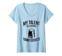 Mujer Mi Talento está perdiendo 10MM Sockets Coche Guy Coche Divertido Mecánico Camiseta Cuello V