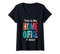 Mujer Mi Tarea remota Angustiado Nómadas Digitales Diseño Camiseta Cuello V