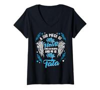 Mujer Mi Tata vive en el cielo Memorial Blue Angel Camiseta Cuello V