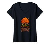 Mujer Mi Temporada Favorita es la caída del patriarcado Feminista Camiseta Cuello V
