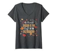 Mujer Mi temporada favorita es la caída del patriarcado Feminista Camiseta Cuello V