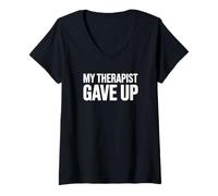 Mujer Mi Terapeuta renunció a ser introvertido Camiseta Cuello V
