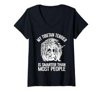 Mujer Mi Terrier Tibetano es más Inteligente Que la mayoría de la Gente Camiseta Cuello V