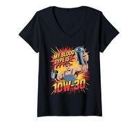 Mujer Mi Tipo de Sangre es 10W-30 Camiseta Cuello V