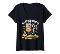Mujer Mi Tipo de Sangre es Kombucha Camiseta Cuello V